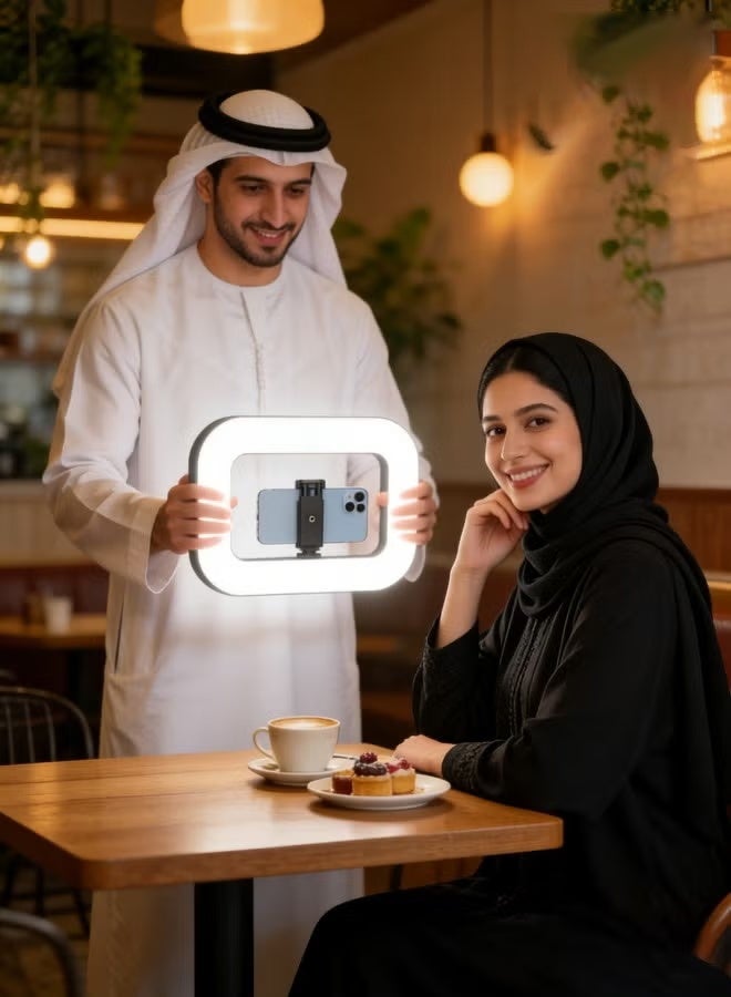 dida-cosmos LED Ring Light, Professional Photography Lights with Handheld Stabilizer, 8000mAh Battery & Power Bank, Bluetooth Remote, Three Adjustable Brightness Levels - Portable Smartphone & Camera Video Rig for Vlogging, TikTok, YouTube, Instagram, Snapchat, Makeup, Food Photography, Outdoor Shooting - Image 2